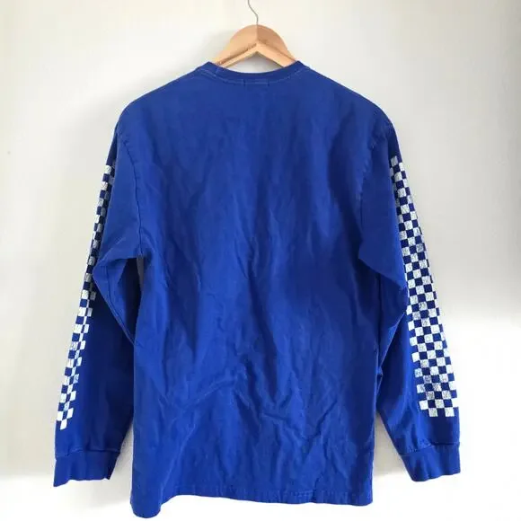R13 Skate Long Sleeve Graphic T-shirt Blue Unisex Size XS Japanese Fabric